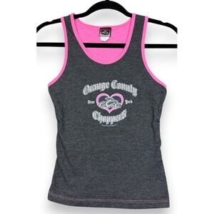 Vintage Y2K Orange County Choppers Tank Top Womens M Gray Pink 2004 Moto Biker